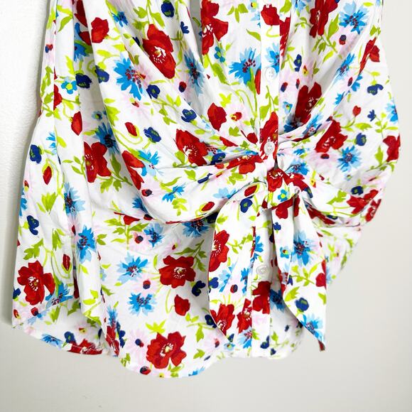 Veronica Beard Vea White Floral Twist Front Halter Top 14 NEW - Picture 4 of 8